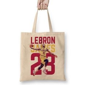 Baskı Dükkanı Lebron James 23 Bez Uzun Saplı Krem Rengi Çanta