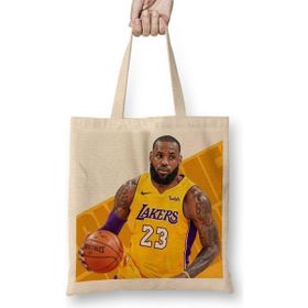 Baskı Dükkanı Lebron James Bez Uzun Saplı Krem Rengi Çanta