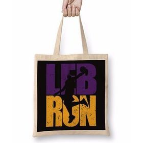 Baskı Dükkanı Lebron James Lakers Colors Bez Uzun Saplı Krem Rengi Çanta