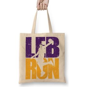 Baskı Dükkanı Lebron James Lakers Colors Bez Uzun Saplı Krem Rengi Çanta