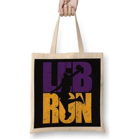 Baskı Dükkanı Lebron James Lakers Colors Bez Uzun Saplı Krem Rengi Çanta