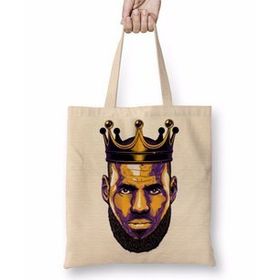 Baskı Dükkanı Lebron James The King Bez Uzun Saplı Krem Rengi Çanta