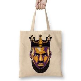 Baskı Dükkanı Lebron James The King Bez Uzun Saplı Krem Rengi Çanta