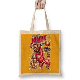 Baskı Dükkanı Lebron James The King James Bez Uzun Saplı Krem Rengi Çanta