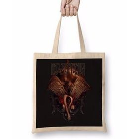 Baskı Dükkanı LED Zeppelin 2 Bez Uzun Saplı Krem Rengi Çanta