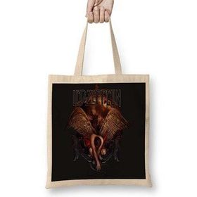 Baskı Dükkanı LED Zeppelin 2 Bez Uzun Saplı Krem Rengi Çanta