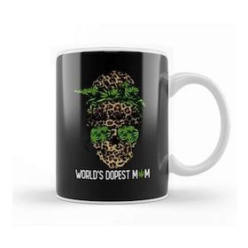 Baskı Dükkanı Leopard Skull Lady Worlds Dopest Mom Marijuana Weed Kupa
