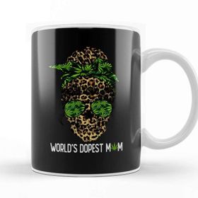 Baskı Dükkanı Leopard Skull Lady Worlds Dopest Mom Marijuana Weed Kupa