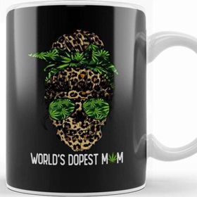 Baskı Dükkanı Leopard Skull Lady Worlds Dopest Mom Marijuana Weed Kupa