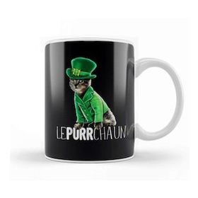 Baskı Dükkanı Lepurrchaun St Patricks Day Cat Leprechaun Shamrock Kupa