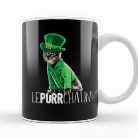 Baskı Dükkanı Lepurrchaun St Patricks Day Cat Leprechaun Shamrock Kupa