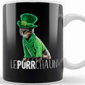 Baskı Dükkanı Lepurrchaun St Patricks Day Cat Leprechaun Shamrock Kupa
