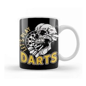 Baskı Dükkanı Lets Play Darts Skull Dartboard Arrow Dart Player Team Aim Kupa