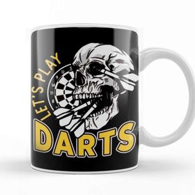 Baskı Dükkanı Lets Play Darts Skull Dartboard Arrow Dart Player Team Aim Kupa