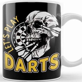 Baskı Dükkanı Lets Play Darts Skull Dartboard Arrow Dart Player Team Aim Kupa