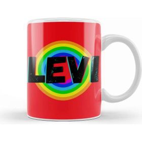 Baskı Dükkanı Levi Name Personalized Custom Vintage Retro Rainbow Style Design Gift Baby Gift For Him Kupa