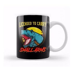 Baskı Dükkanı Licensed To Carry Small Arms Funny Dinosaur Pun Kupa