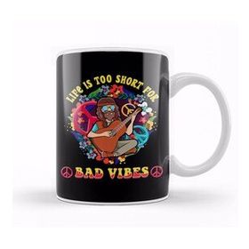 Baskı Dükkanı Life Is Too Short For Bad Vibes Guitar Hippie Kupa