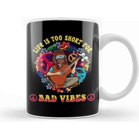 Baskı Dükkanı Life Is Too Short For Bad Vibes Guitar Hippie Kupa