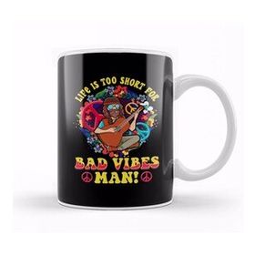 Baskı Dükkanı Life Is Too Short For Bad Vibes Man! Guitar Hippie Kupa
