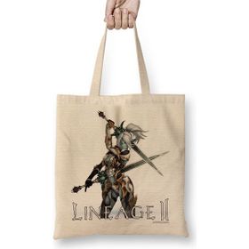 Baskı Dükkanı Lineage 2 Darkelf Bez Uzun Saplı Krem Rengi Çanta