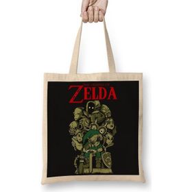 Baskı Dükkanı Link Zelda Bez Uzun Saplı Krem Rengi Çanta