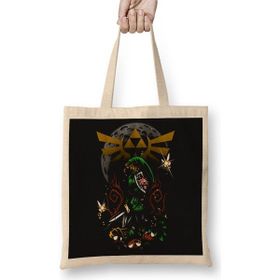 Baskı Dükkanı Link Zelda Bez Uzun Saplı Krem Rengi Çanta