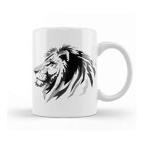 Baskı Dükkanı Lion Head Greyscale Kupa
