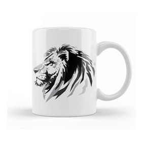 Baskı Dükkanı Lion Head Greyscale Kupa