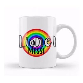 Baskı Dükkanı Lionel Messi Retro Rainbow Style Kupa