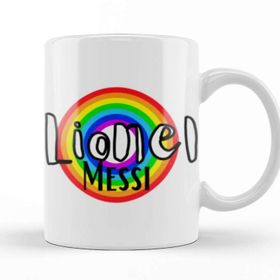 Baskı Dükkanı Lionel Messi Retro Rainbow Style Kupa