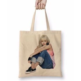 Baskı Dükkanı Lisa Blackpink 002 Bez Uzun Saplı Krem Rengi Çanta