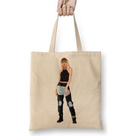 Baskı Dükkanı Lisa Blackpink Bez Uzun Saplı Krem Rengi Çanta