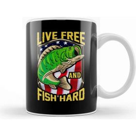 Baskı Dükkanı Live Free And Fish Hard Fishing Patriotic Fisher Kupa