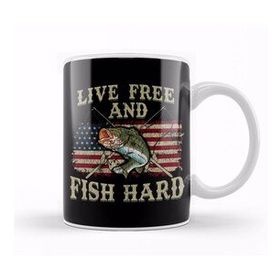 Baskı Dükkanı Live Free And Fish Hard Patriotic Fishing Usa Kupa