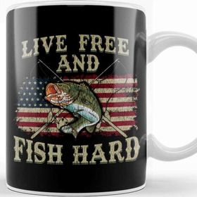 Baskı Dükkanı Live Free And Fish Hard Patriotic Fishing Usa Kupa