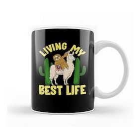 Baskı Dükkanı Living My Best Life Adorable Sloth Riding Llama Kupa