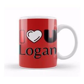 Baskı Dükkanı Logan Name Personalized Custom Vintage Retro Rainbow Design Gift Baby Gift For Him Kupa