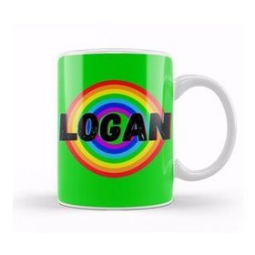 Baskı Dükkanı Logan Name Personalized Custom Vintage Retro Rainbow Design Gift Baby Gift For Him Kupa