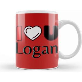 Baskı Dükkanı Logan Name Personalized Custom Vintage Retro Rainbow Design Gift Baby Gift For Him Kupa