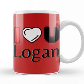Baskı Dükkanı Logan Name Personalized Custom Vintage Retro Rainbow Design Gift Baby Gift For Him Kupa