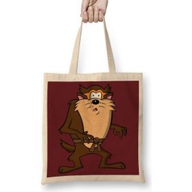 Baskı Dükkanı Looney Tunes Tasmanian Cazmanya Canavarı Bez Uzun Saplı Krem Rengi Çanta