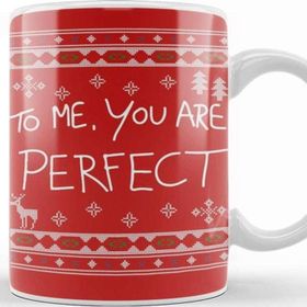 Baskı Dükkanı Love Actually to Me You are Perfect Christmas Knit Kupa