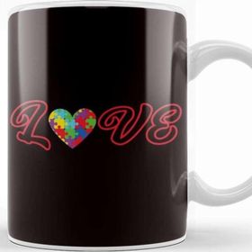 Baskı Dükkanı Love Autism Awareness Heart Puzzle Autistic Child Support Kupa