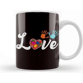 Baskı Dükkanı Love Autistic Heart Autism Awareness Support Puzzle Ribbon Kupa