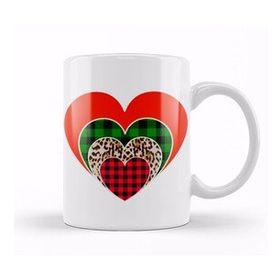 Baskı Dükkanı Love Hearts Leopard Print And Buffalo Plaid Love Valentines Day Love Kupa