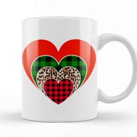 Baskı Dükkanı Love Hearts Leopard Print And Buffalo Plaid Love Valentines Day Love Kupa