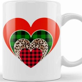 Baskı Dükkanı Love Hearts Leopard Print And Buffalo Plaid Love Valentines Day Love Kupa