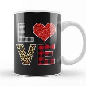 Baskı Dükkanı Love Leopard Buffalo Plaid Family Aniversary Matching Kupa