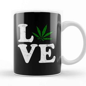 Baskı Dükkanı Love The Marijuana Weed Leaf Funny Cannabis 02 Kupa